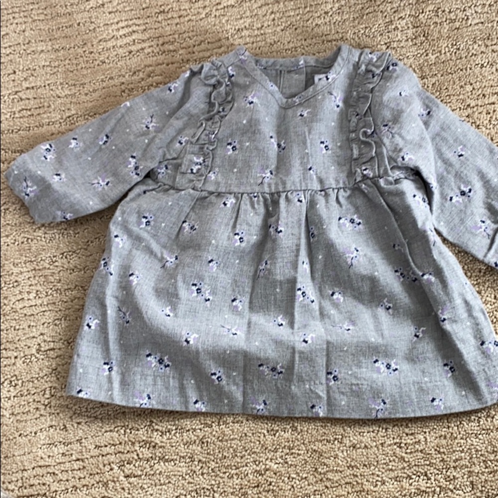 Janie and Jack 6-12 Gray Floral Shirt